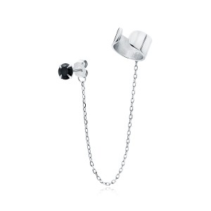 Cercel argint cu piatra neagra si lantisor cu ear cuff DiAmanti Z2002EUR_B-DIA (Argint 925‰ 1,3 g.)